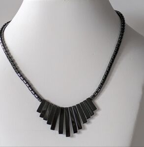 Elegant Black Hematite Beaded Necklace 18" Bohemian Whimsigoth